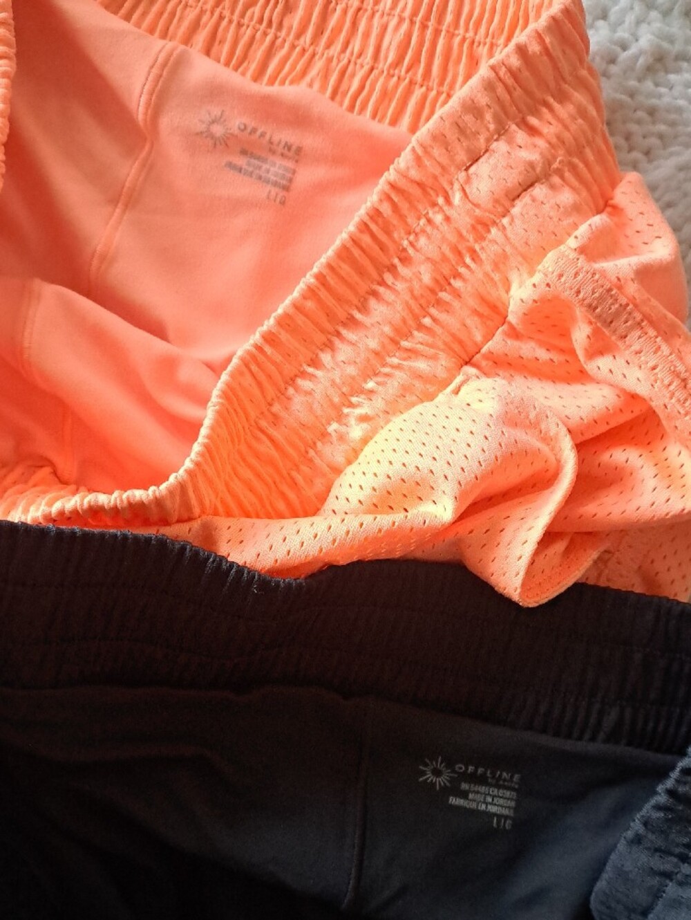 aerie Mesh Athletic Shorts in Neon Orange & Black - Picture 2 of 3